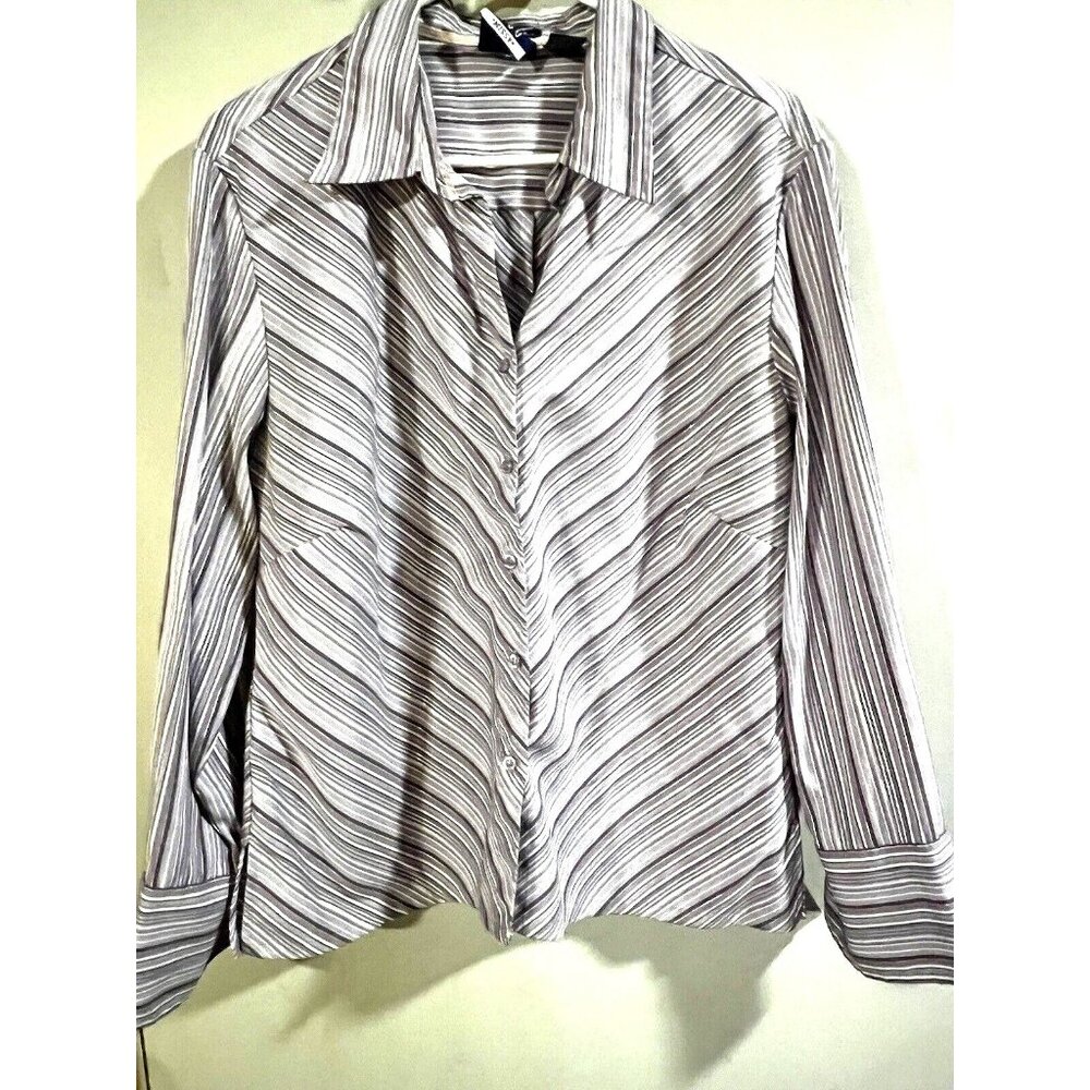 Dcc Missy Blouse Lavender Long Sleeve Stretch XL Shirt Top